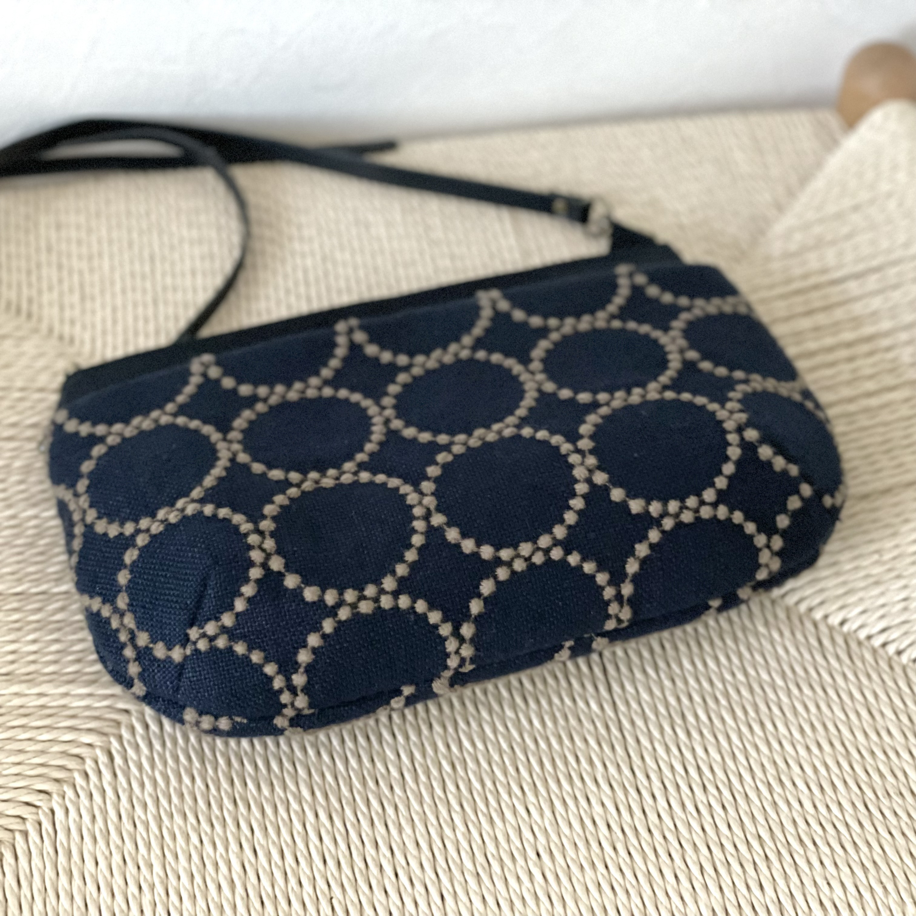 ⚮̈ミナペルホネン　tambourine navy + khaki ドラポケショルダー