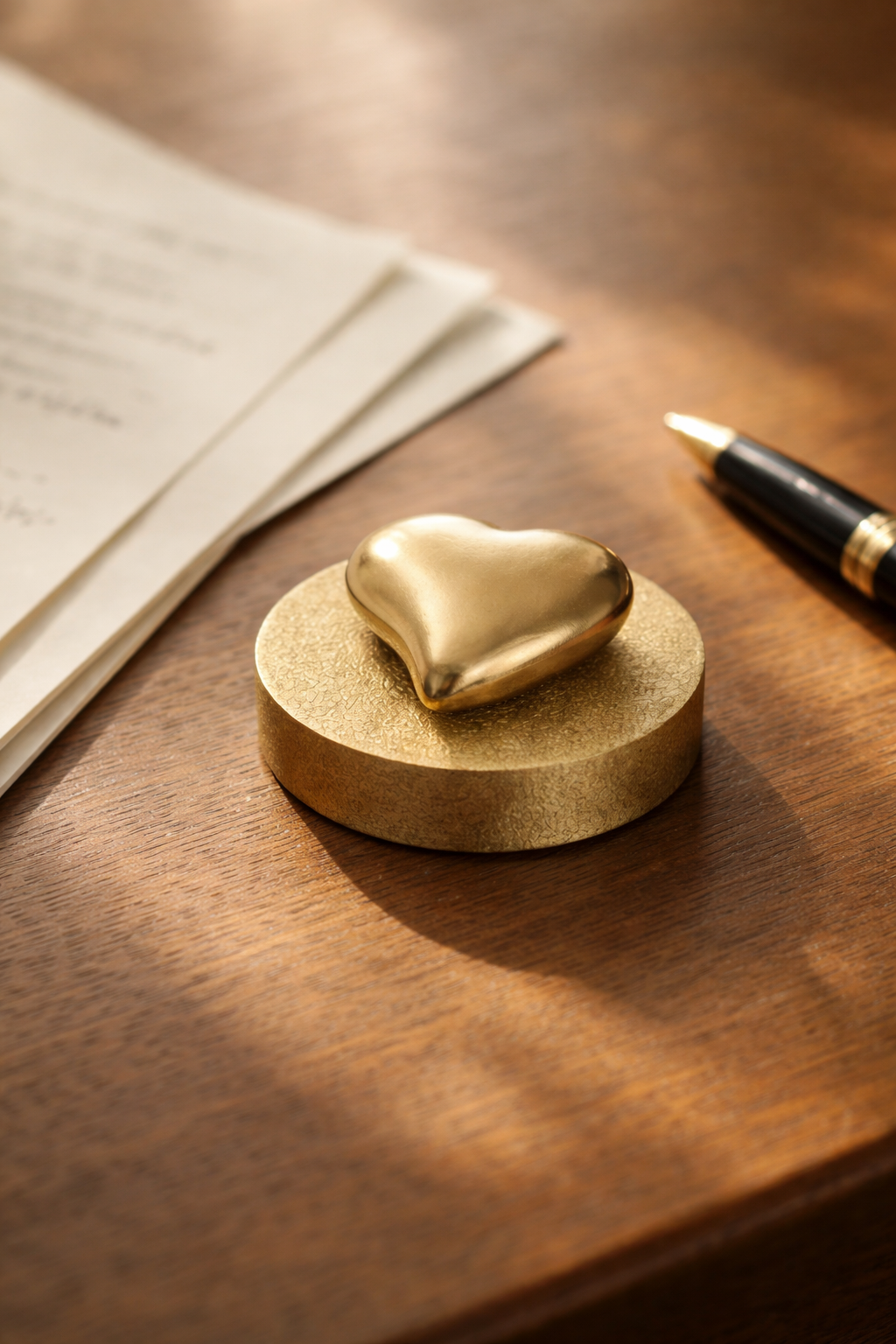 デスクオブジェシリーズ　ハート 真鍮ペーパーウェイト