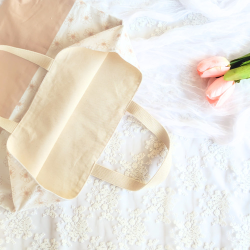 入園入学6点セット 花柄×ベージュ レッスンバッグ 上靴入れ お着替え袋