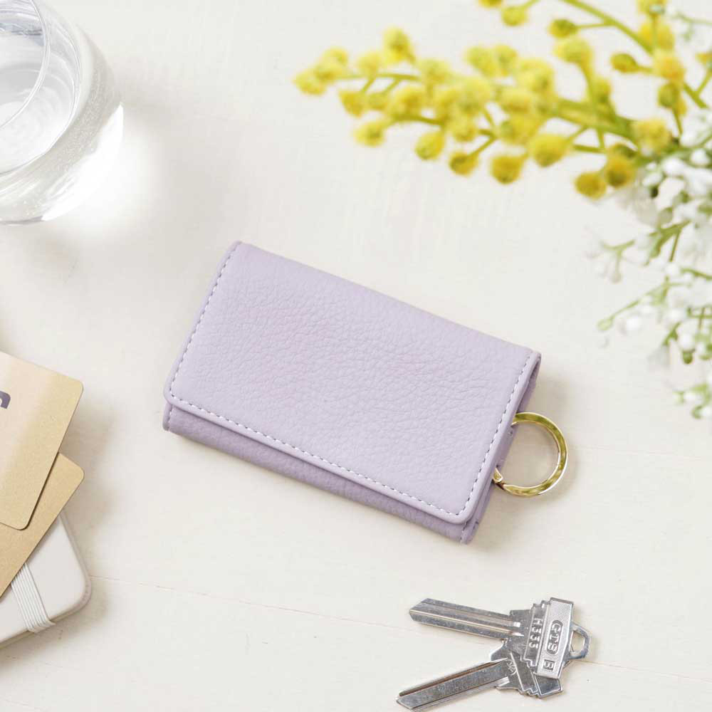 【数量限定】柔らかシュリンクレザーの三つ折りキーケース　ラベンダー　ラフィネ　MH1240