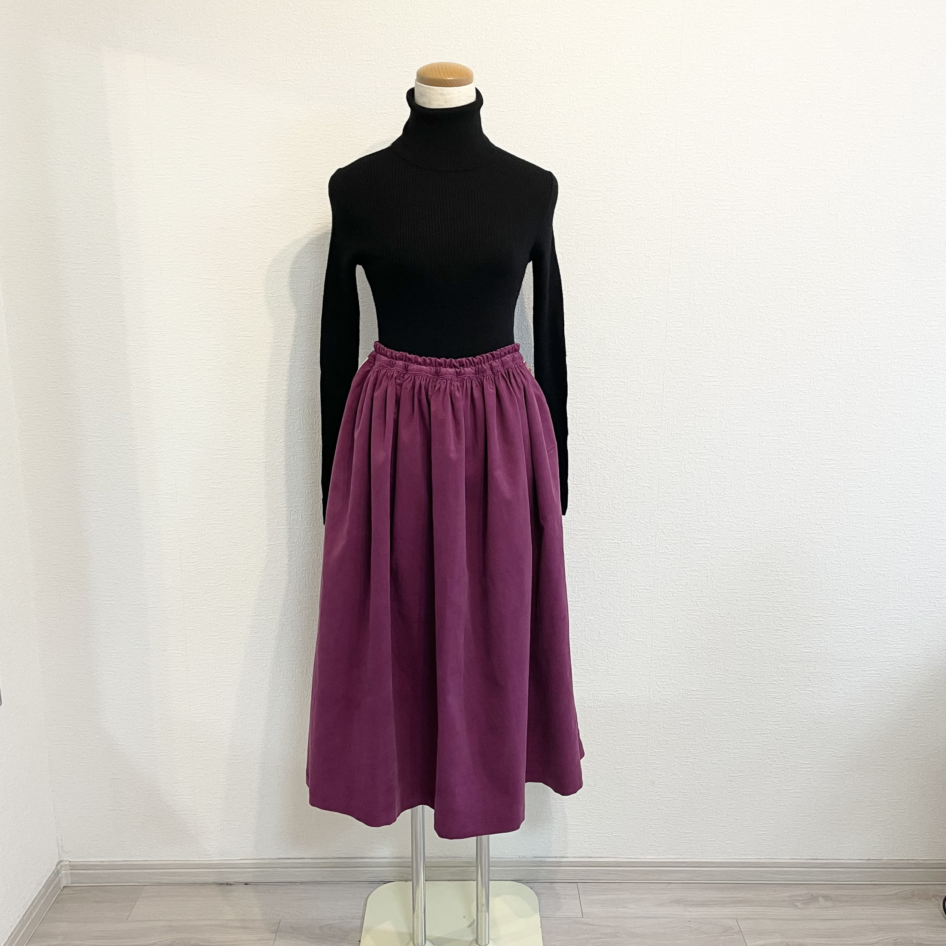 リバティ生地使用＊コーデュロイのギャザースカート（ラザイ）