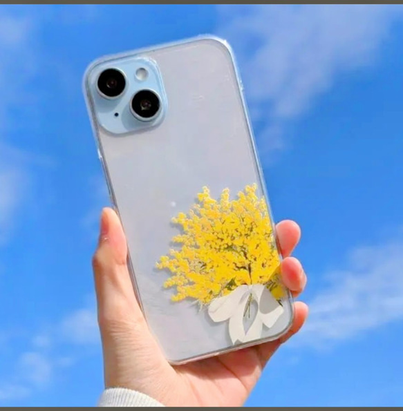 ミモザ】のブーケクリアスマホケース iPhone Android対応 クリアケース
