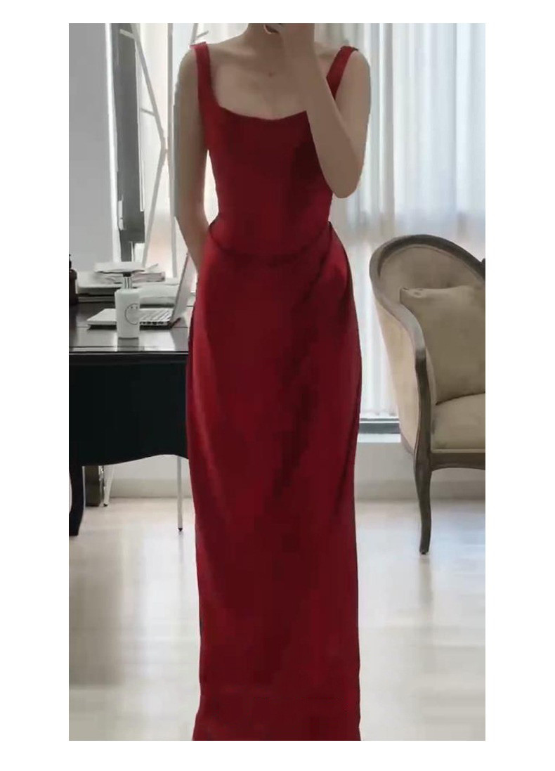 パーティードレス 白 赤 黒 サテン ノースリーブ シンプル 韓国風 パーティー 演奏会 前撮り お呼ばれ AK408