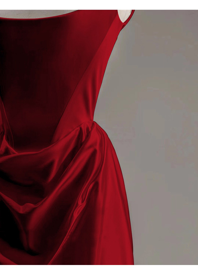 パーティードレス 白 赤 黒 サテン ノースリーブ シンプル 韓国風 パーティー 演奏会 前撮り お呼ばれ AK408