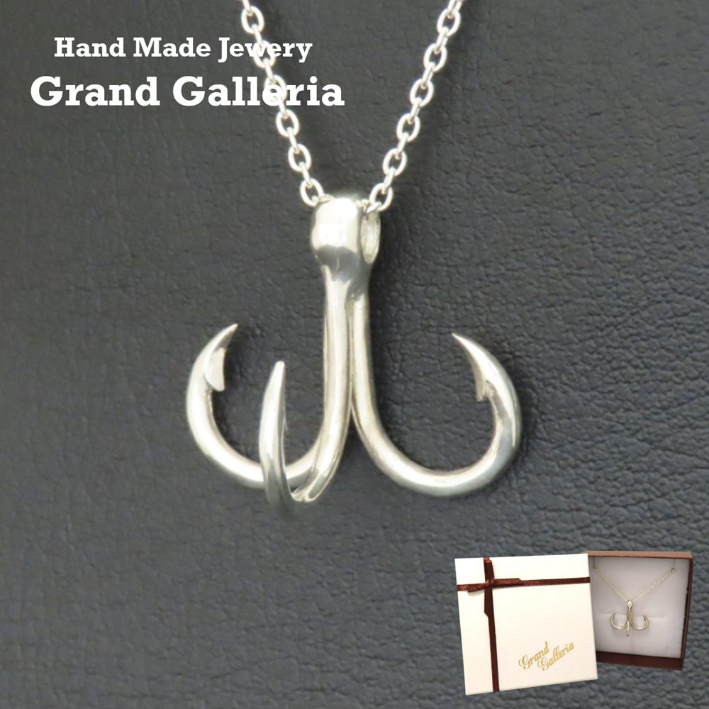 トリプルフック 釣り針ネックレス シルバー925 【刻印無料】 トレブルフック 釣り針 フィッシュフック ネックレス