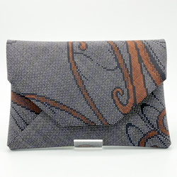 利休バッグ 正絹 正絹 十日町マジョリカお召薔薇文様 (黒系・黒色