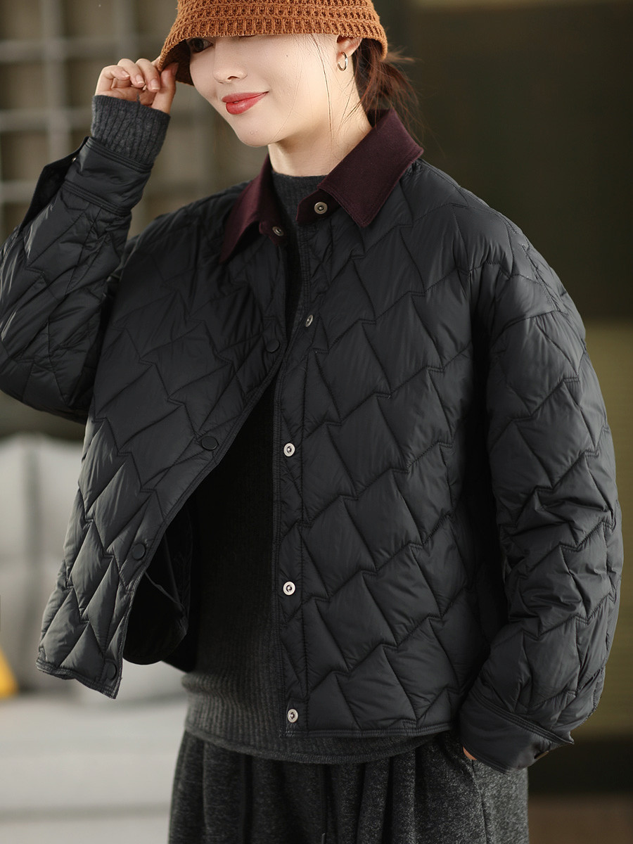 2025 冬季 90% 白アヒルダウンライトウェイトダウンコート ファッション菱格厚手ウォームジャケット