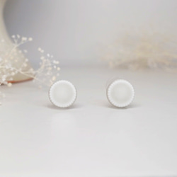 [T-269] 美濃燒磁磚耳環/耳環（淺灰色）石膏款 第1張的照片