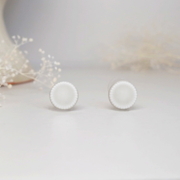 [T-269] 美濃燒磁磚耳環/耳環（淺灰色）石膏款 第1張的照片