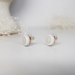 [T-269] 美濃燒磁磚耳環/耳環（淺灰色）石膏款 第3張的照片