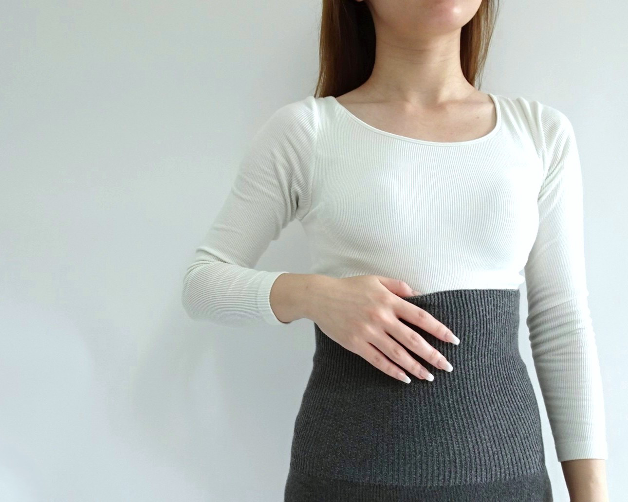 【日本製】ホールガーメントで編み上げた腹巻レギンス＜杢チャコールグレー＞ 5,040円