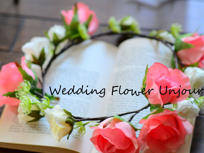 花冠　ピンクローズ　ヘッドドレス　直径18cm