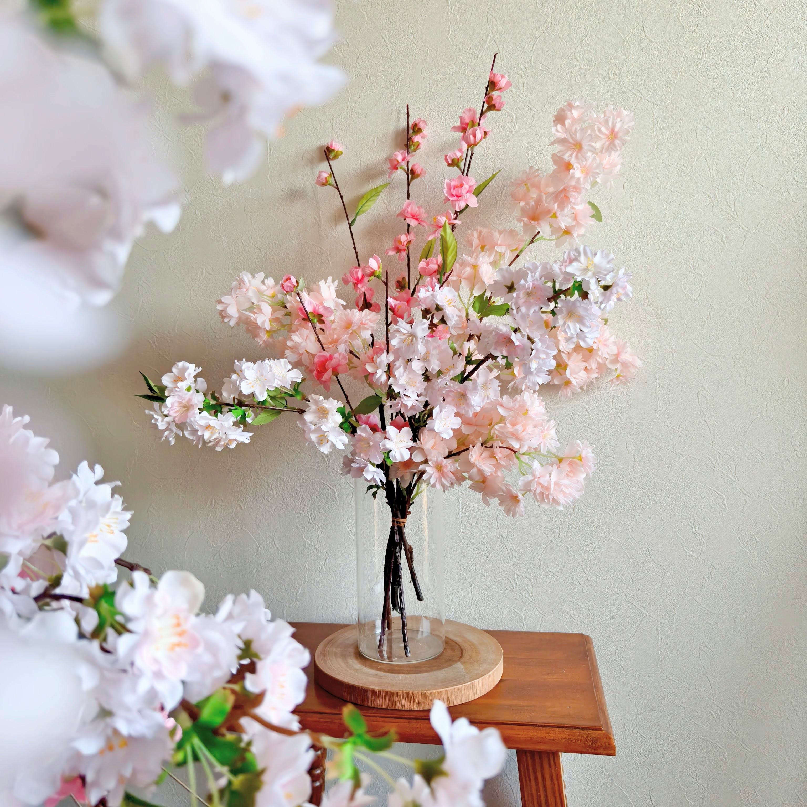 満開桜と花桃の大きな春色ブーケ　ひなまつり2026 インテリア　お祝い花　入学祝い　母の日 初節句
