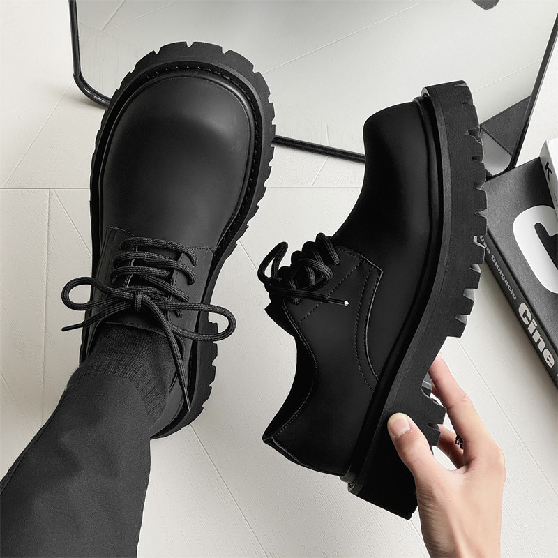 cleanfit大頭靴男性厚底増高ダービー靴通気性百合秋の新型英国風カジュアル革靴