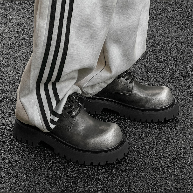 cleanfit大頭靴男性厚底増高ダービー靴通気性百合秋の新型英国風カジュアル革靴