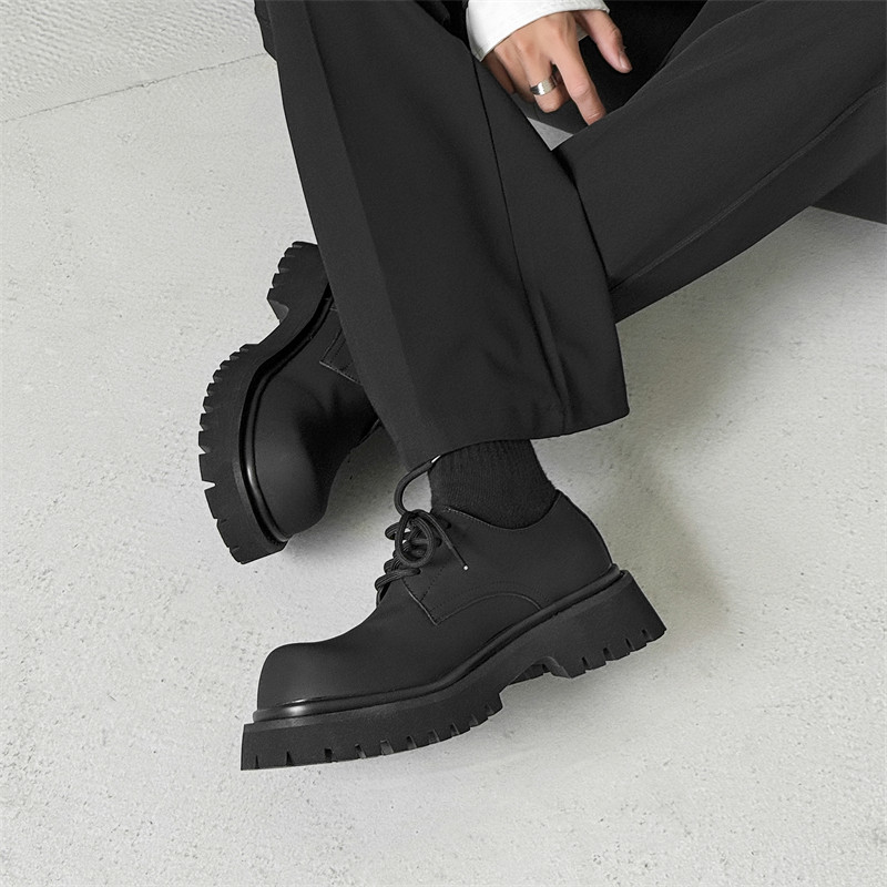 cleanfit大頭靴男性厚底増高ダービー靴通気性百合秋の新型英国風カジュアル革靴