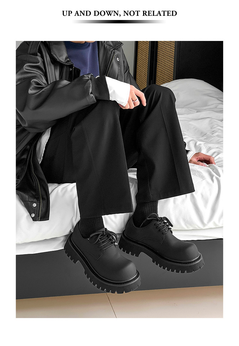 cleanfit大頭靴男性厚底増高ダービー靴通気性百合秋の新型英国風カジュアル革靴