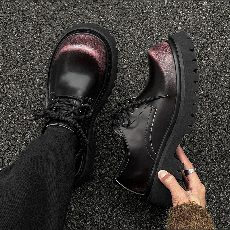 cleanfit大頭靴男性厚底増高ダービー靴通気性百合秋の新型英国風カジュアル革靴