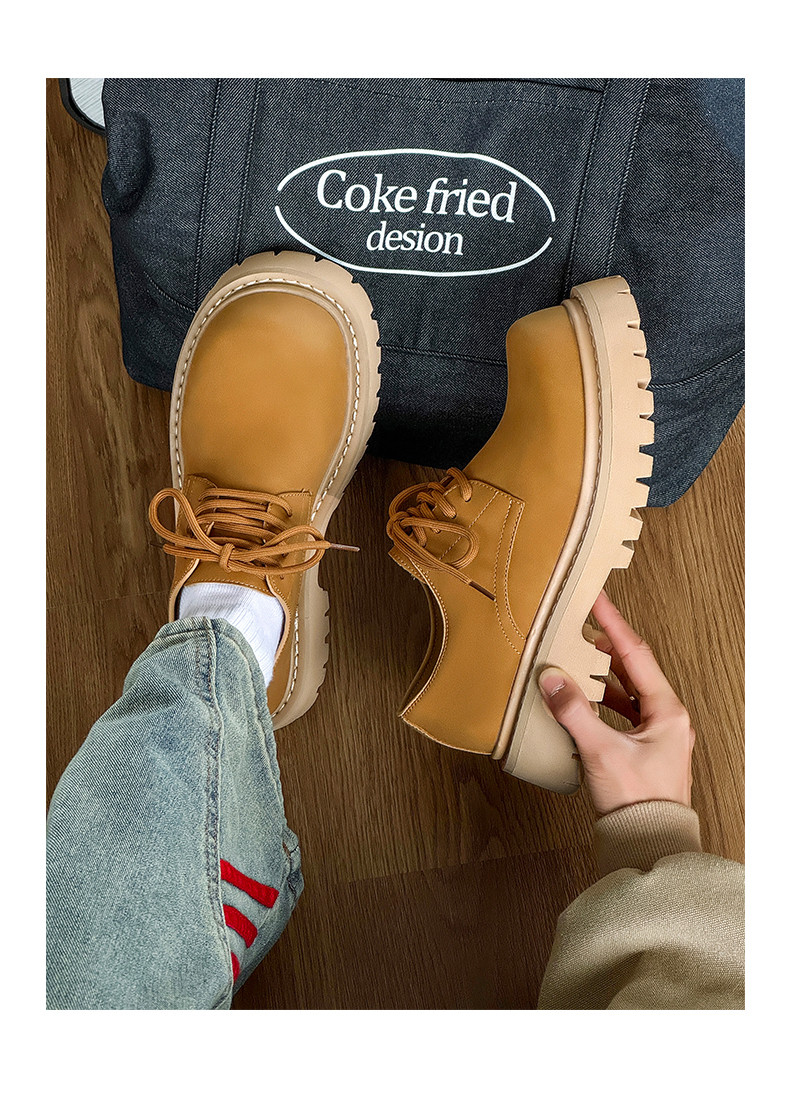 cleanfit大頭靴男性厚底増高ダービー靴通気性百合秋の新型英国風カジュアル革靴