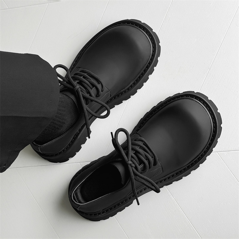 cleanfit大頭靴男性厚底増高ダービー靴通気性百合秋の新型英国風カジュアル革靴