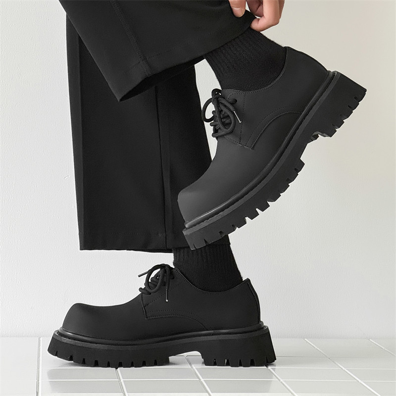 cleanfit大頭靴男性厚底増高ダービー靴通気性百合秋の新型英国風カジュアル革靴