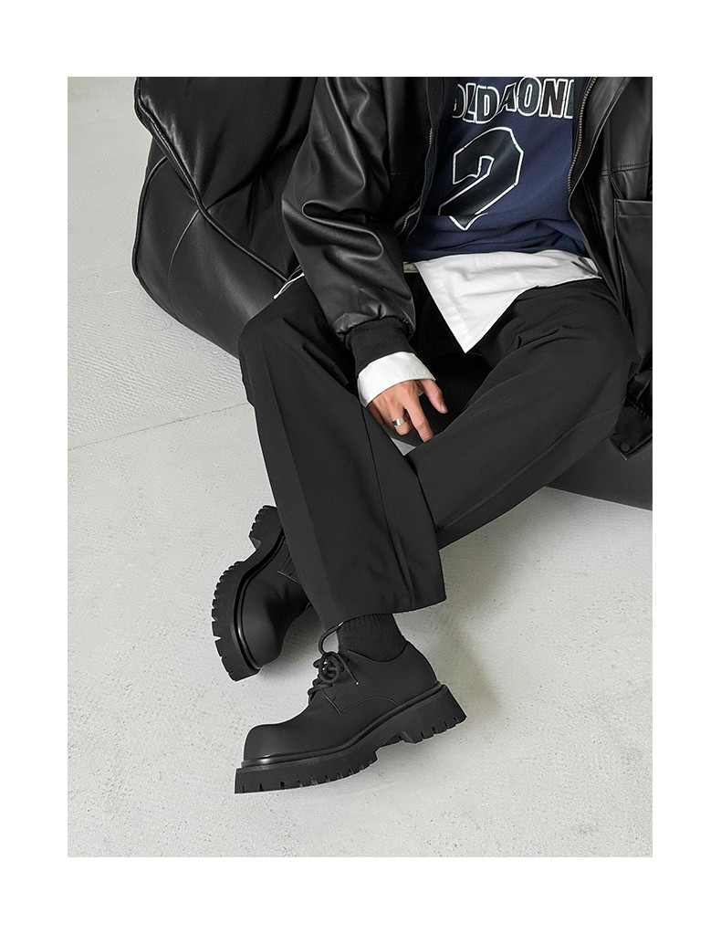 cleanfit大頭靴男性厚底増高ダービー靴通気性百合秋の新型英国風カジュアル革靴