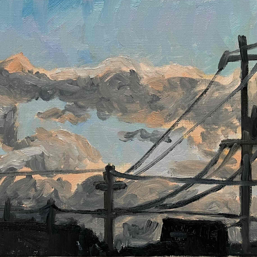 16×23㎝「近所の風景 その1」油彩・原画・サムホールサイズ N 絵画