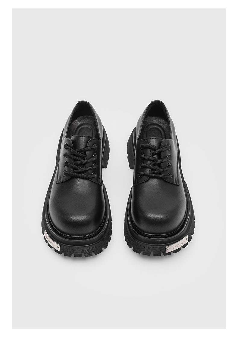 2026秋の新作厚底ダービーシューズ男性高級感黒増高革靴通気性英倫風ヘッドシューズブーム 6,195円