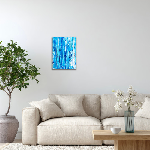 Blue Remain」原画 F4 抽象画 モダン 絵画 インテリア 北欧 ミニマル