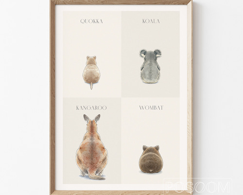 まるまるズ？] 可愛いお尻の動物ポスター オージーシリーズ クオッカ