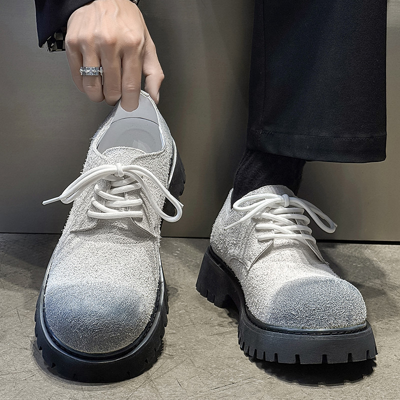 cleanfit大頭靴厚底カジュアル革靴男レトロダービー靴通気性英倫風毛皮反転工装靴 7,350円