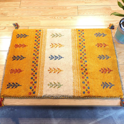 完売】ペルシャ ギャッベ 玄関マット 90×60 横柄 茜色 花 生命の木