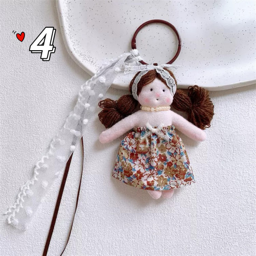 手作り 刺繍 布製 可爱いミニドール 人形 ぬいぐるみ バッグチャーム