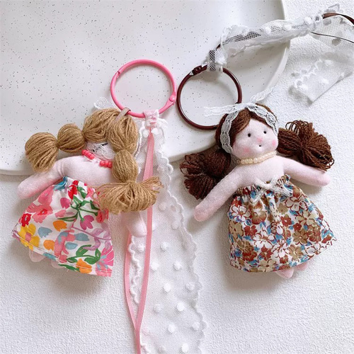 手作り 刺繍 布製 可爱いミニドール 人形 ぬいぐるみ バッグチャーム