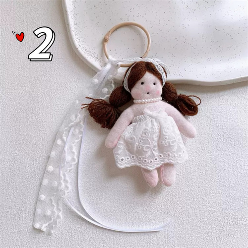 手作り 刺繍 布製 可爱いミニドール 人形 ぬいぐるみ バッグチャーム