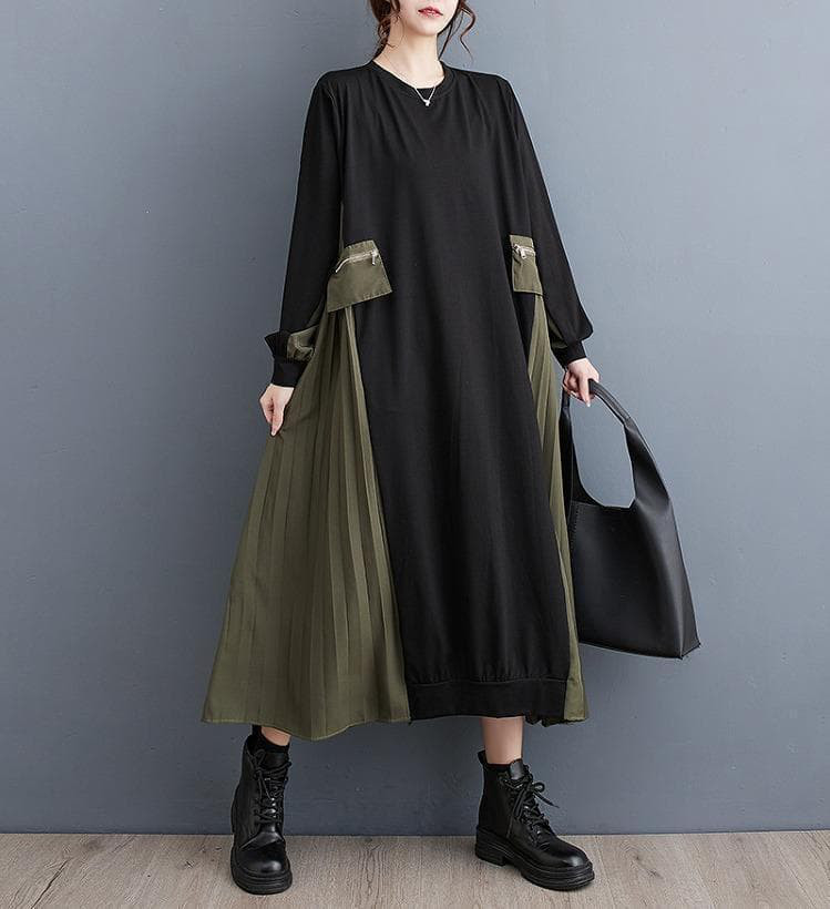 大きいサイズ レディース ロング　ワンピース　ゆったり　カーキ 秋冬 新品 長袖