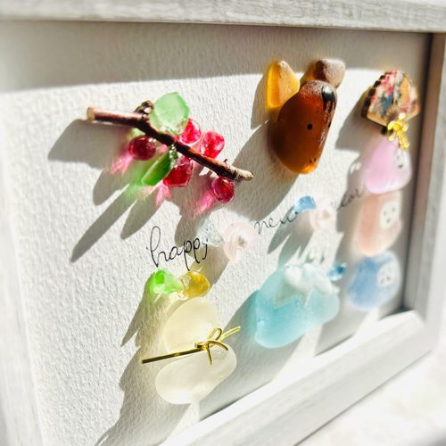 シーグラスアートhappy new year2026 春分 新年 干支 馬年 その他置物