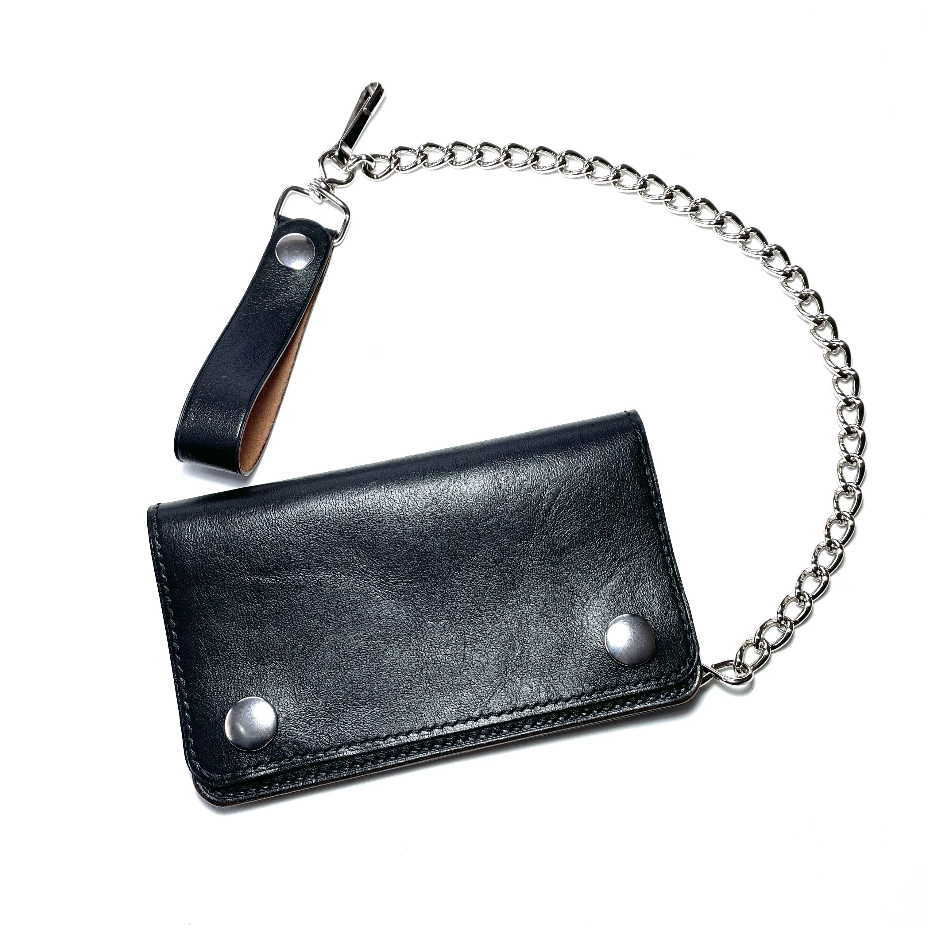 ミドルトラッカーウォレット　ホースハイドレザー　デッドストックタロンジッパー　ロウ付けチェーンセット