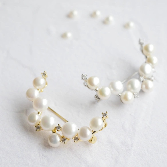 超值套裝【選擇您的耳環】珍珠三件組：胸針、耳環和項鍊。免運費。 第19張的照片