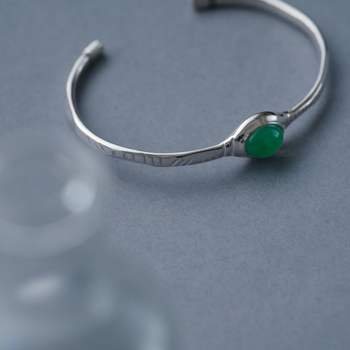 オーストラリア 翡翠 オープン バングル シルバー925 バングル・リスト