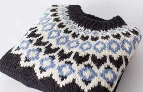 ウール100% フェアアイル ノルディック柄 手編みセーター 北欧ニット