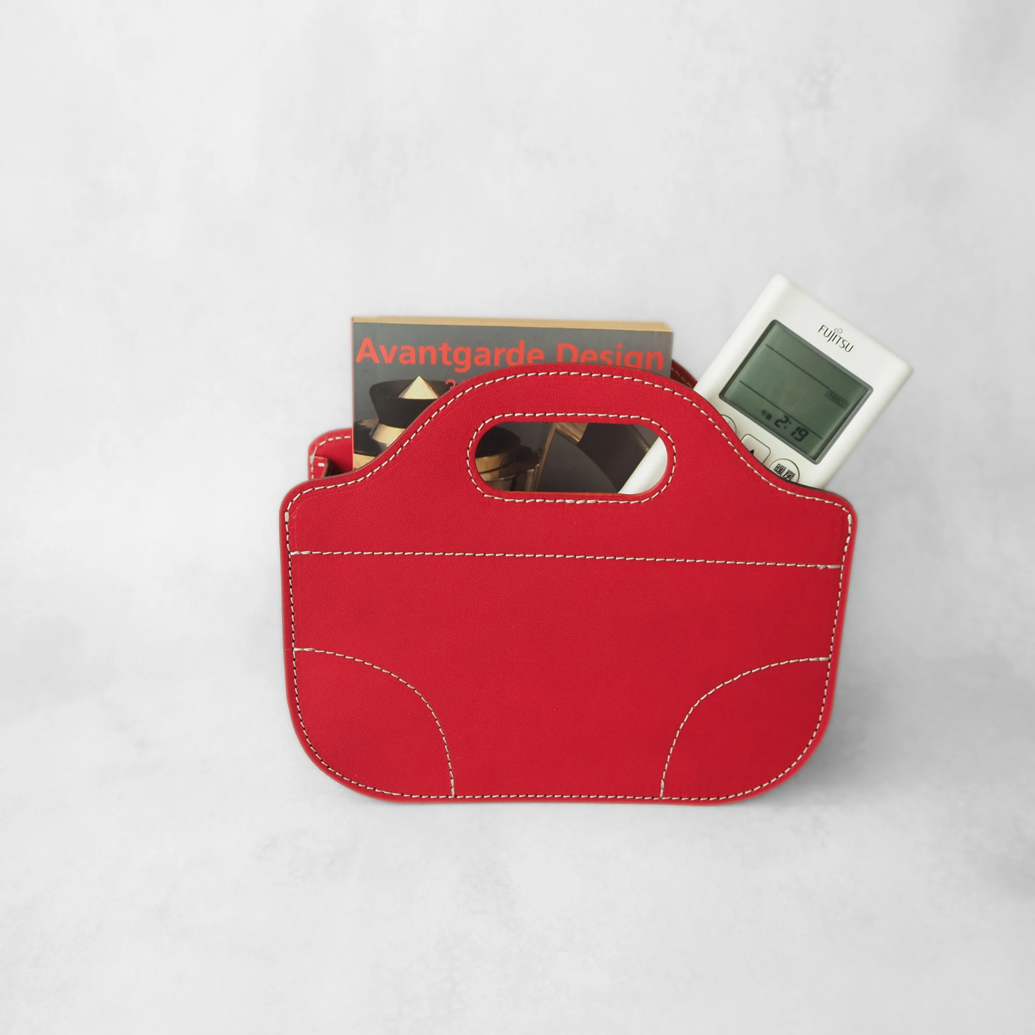 かわいく収納《本革》バッグ型の小物入れ（赤）