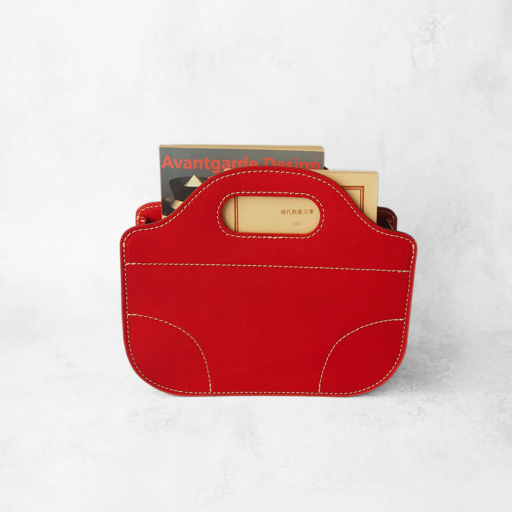 かわいく収納《本革》バッグ型の小物入れ（赤）