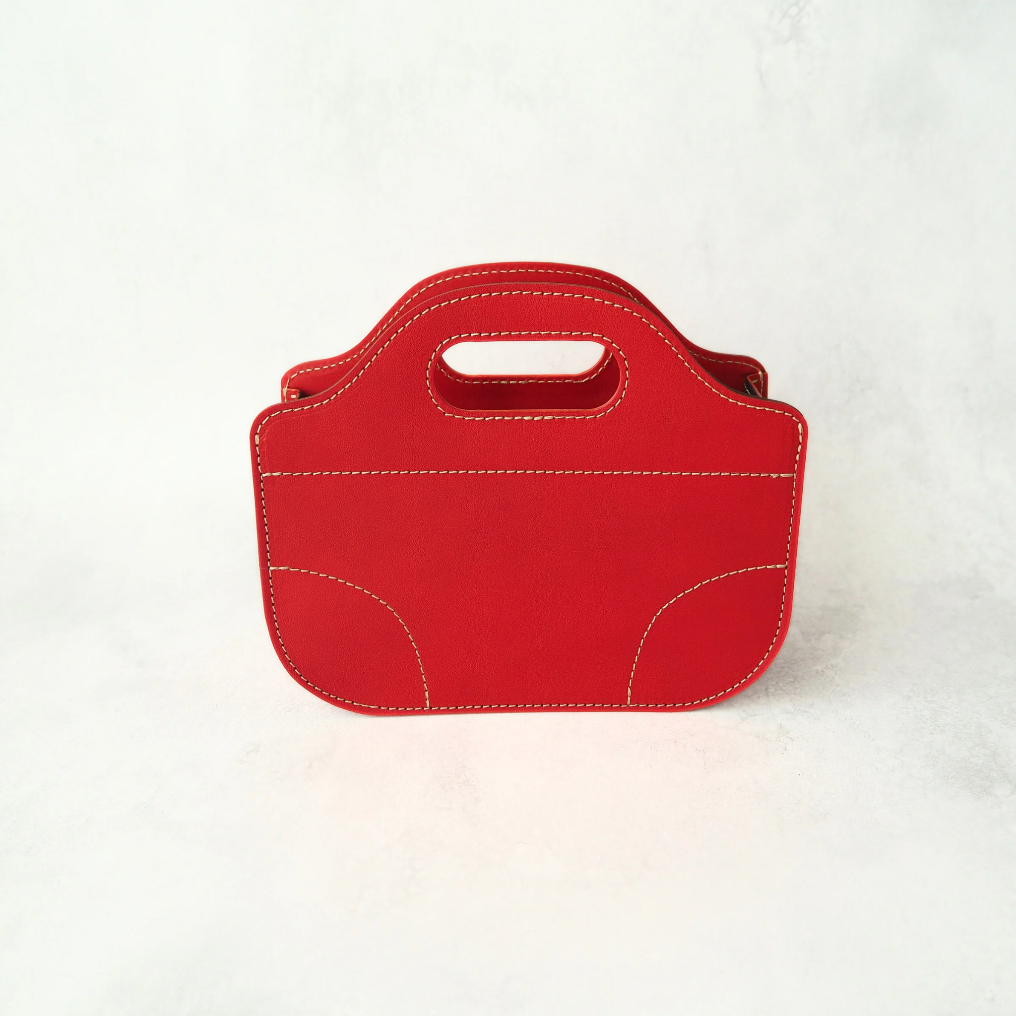 かわいく収納《本革》バッグ型の小物入れ（赤）