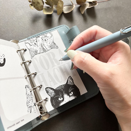 トラとハチ（モノクローム） 手帳リフィルサイズメモ（M6/M5) 手帳