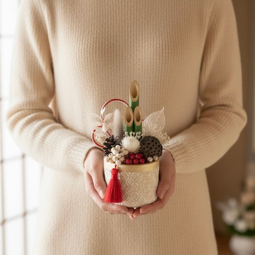 迎春〜可愛いシマエナガ 門松セット ツル お正月 インテリア 置物