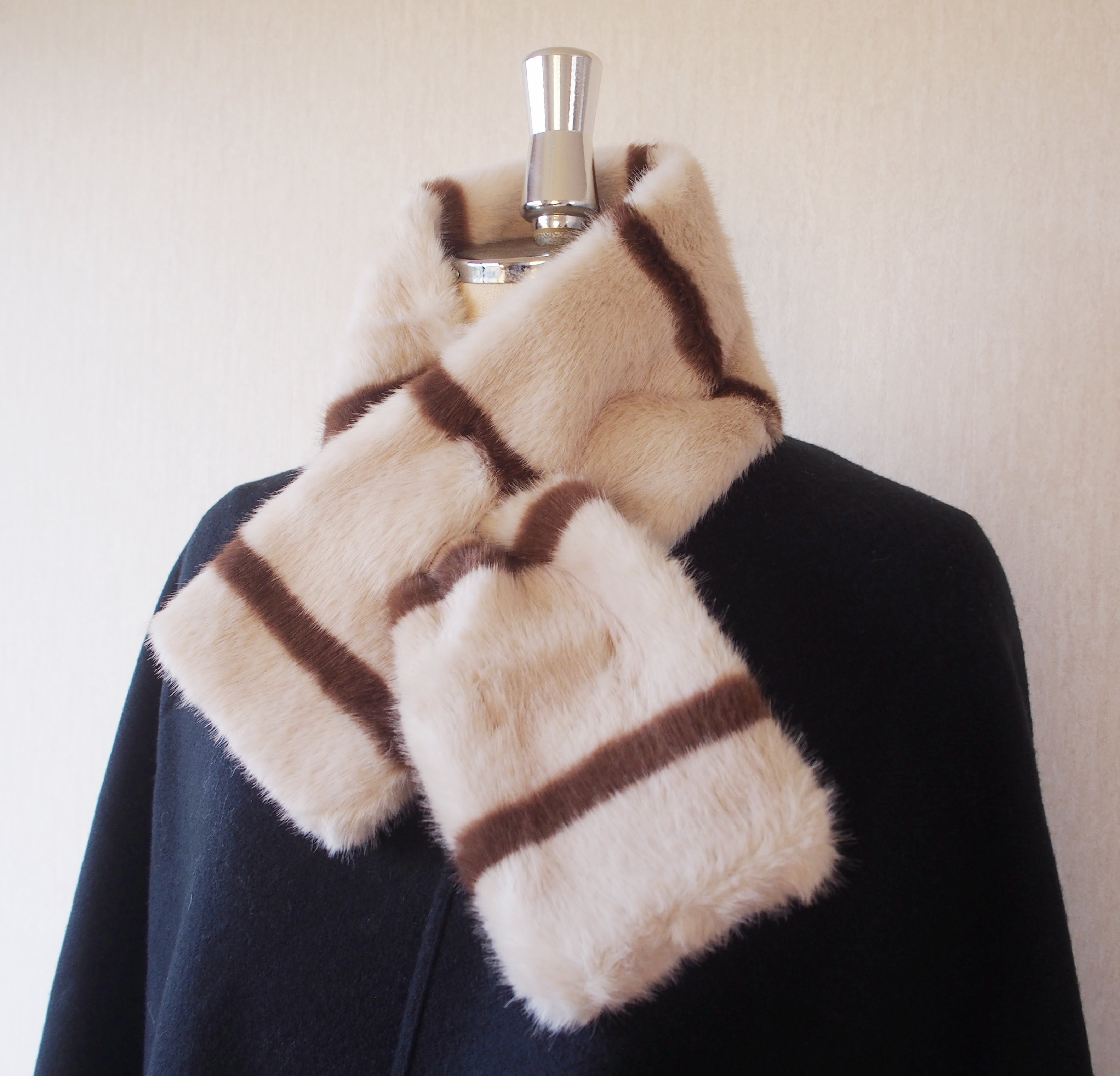 【柔らかい大人エコファー】ティペットマフラー・マキアージュBE