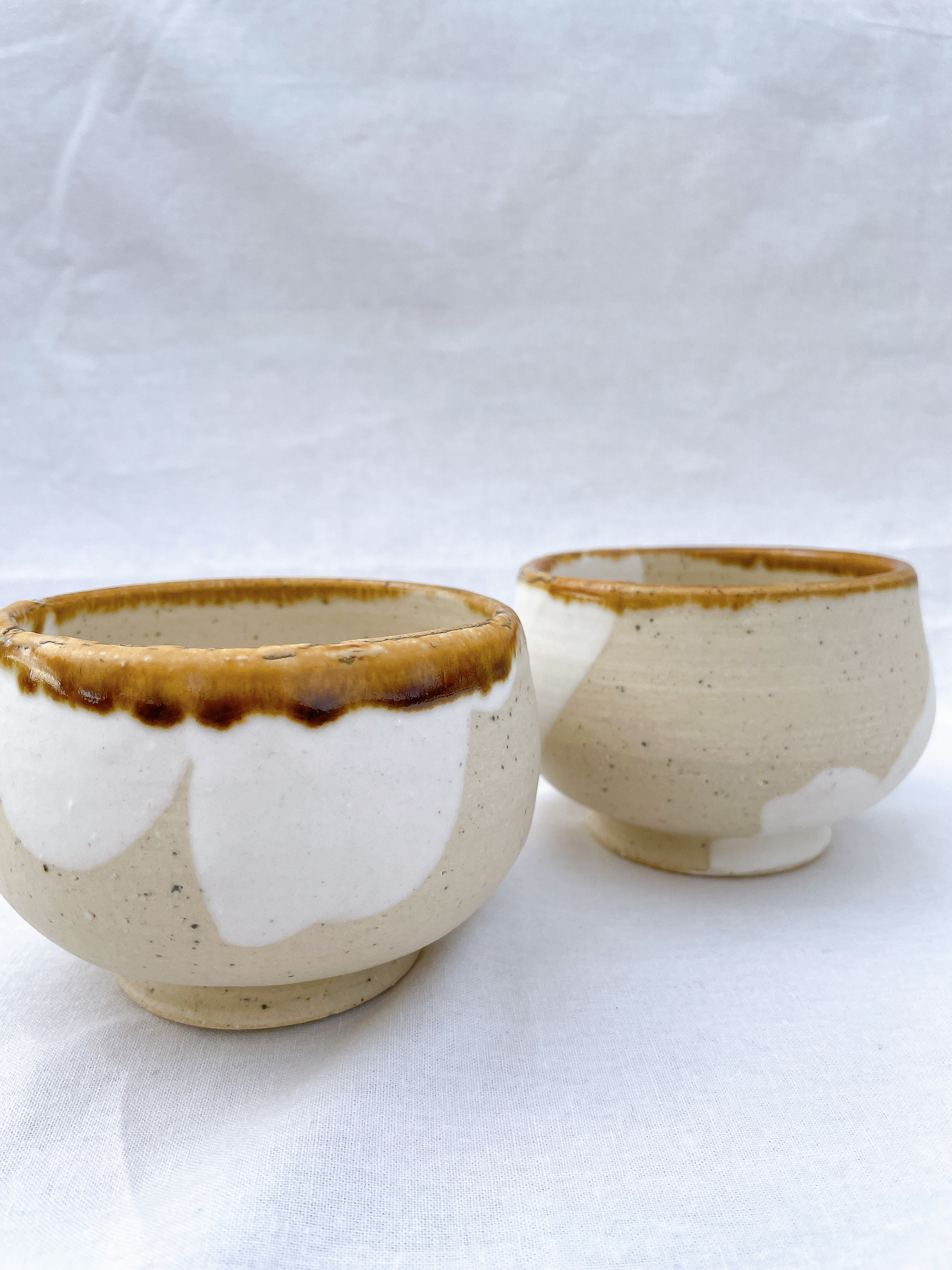 もくもくカフェオレボウル【2点セット】｜ベージュ×ブラウン｜カフェオレボウル 小鉢 丸椀