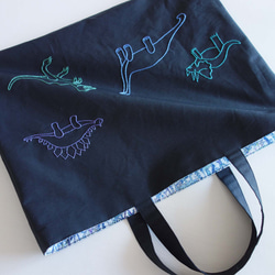 レッスンバッグ さくらんぼ 刺繍 ネイビー リバティ チェリー 女の子