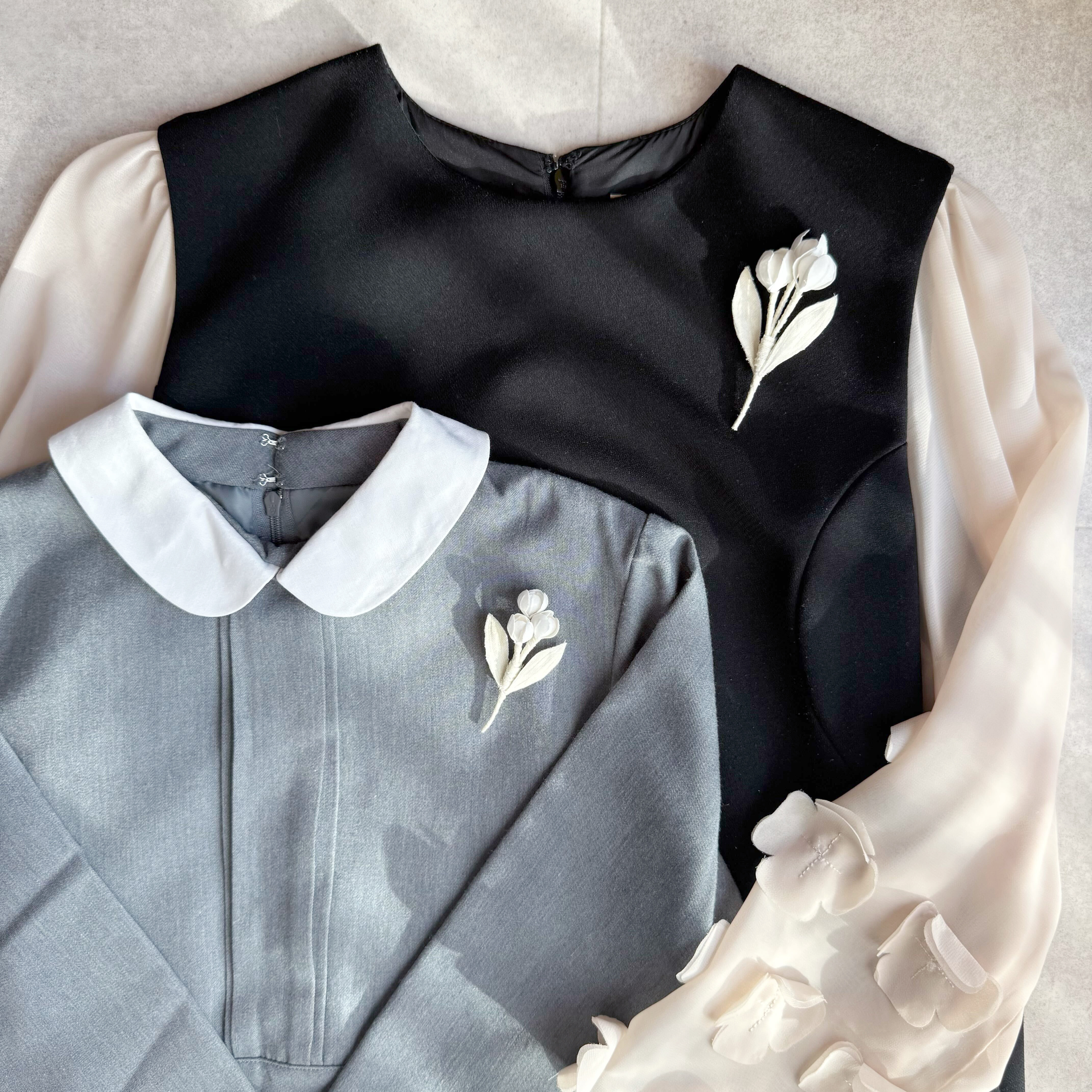 親子でお揃い チューリップの花束｜布花ブローチ　卒園・卒業／入園・入学式に　小ぶりでナチュラルなコサージュ　シン